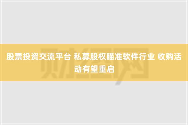 股票投资交流平台 私募股权瞄准软件行业 收购活动有望重启